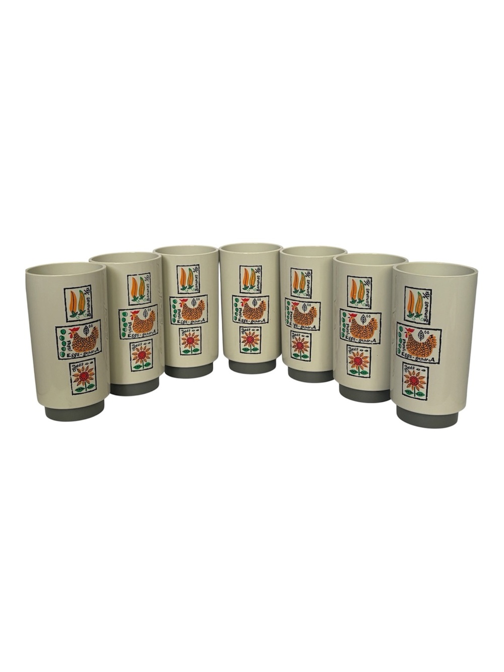 🔥 RARE Vintage 70s LOMA Plastic Tumblers SET OF 7 - Pristine Farmhouse Kitsch!